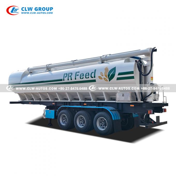 3-Axle 55mÂ³ Aluminum Bulk Feed Semi-Trailer front view
