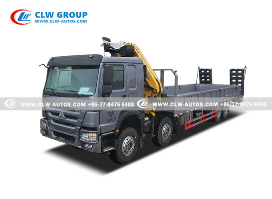 HOWO 8x4 Service Truck with 10-Ton XCMG Knuckle Boom Crane and Hydraulic Access Ladder for Heavy Lifting