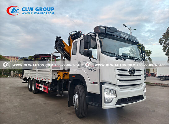 FAW JK6 6x4 Crane Truck 320HP 25T Payload Capacity With XCMG Folding Boom Crane