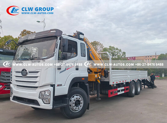 FAW JK6 6x4 Crane Truck 320HP 25T Payload Capacity With XCMG Folding Boom Crane